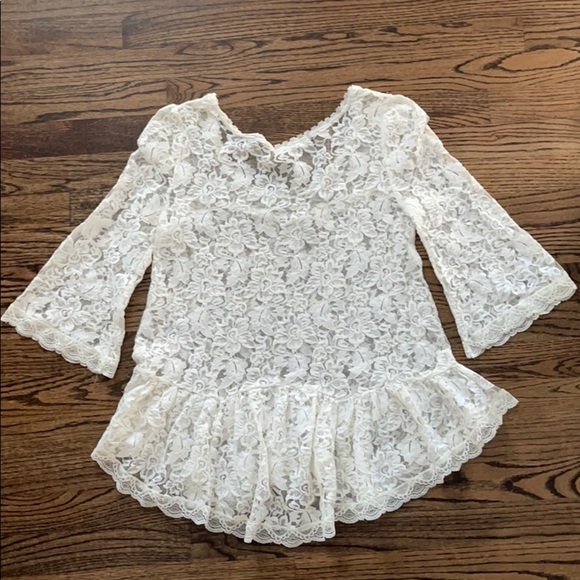 Free People Flowy White Floral Lace Blouse - Picture 10 of 14